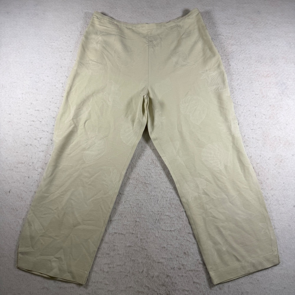 Tommy Bahama Silk Seashell‎ Jacquard Wide Leg Pants Beige Womens 14 Side Zip